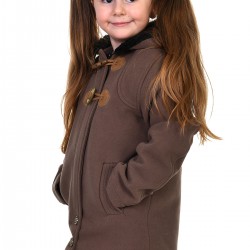 Kız Çocuk Kahverengi Kapüşonlu Kaşe Palto